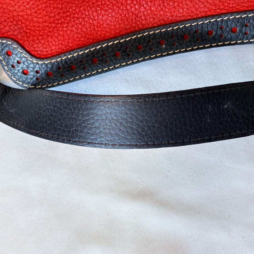 Dooney & Bourke Red Suede & Brown Pebbled Leather Bag with Wallet & Dust Bag - Picture 9 of 16